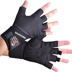 DMoose Weightlifting Fitness Workout Gloves with Wrist Support and Breathable L